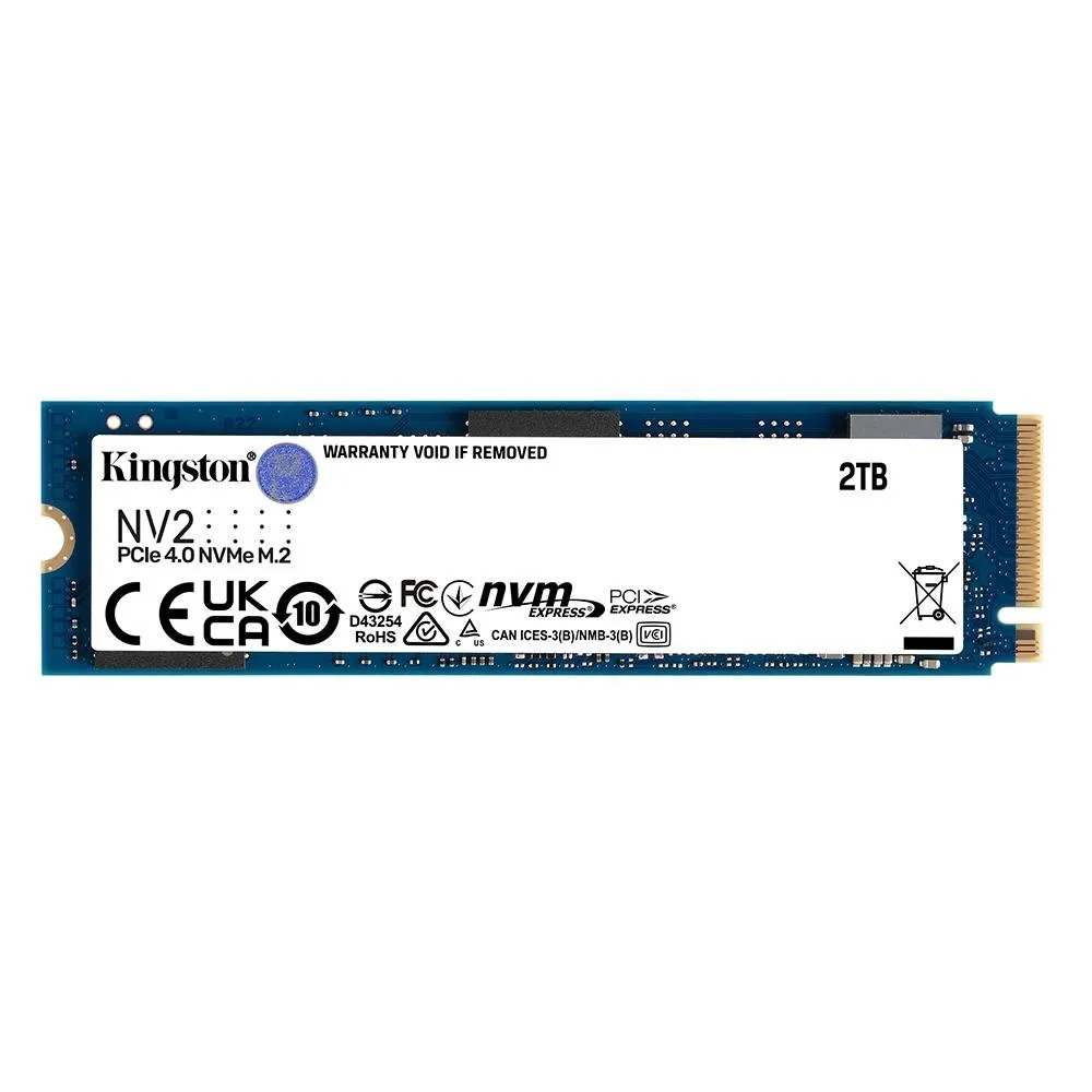 Ssd Kingston Nv2, 2 Tb, M.2 2280, Pcie 4.0 X4, Nvme, Leitura: 3500 Mb/S, Gravao: 2800 Mb/S, Azul - Snv2s/2000g